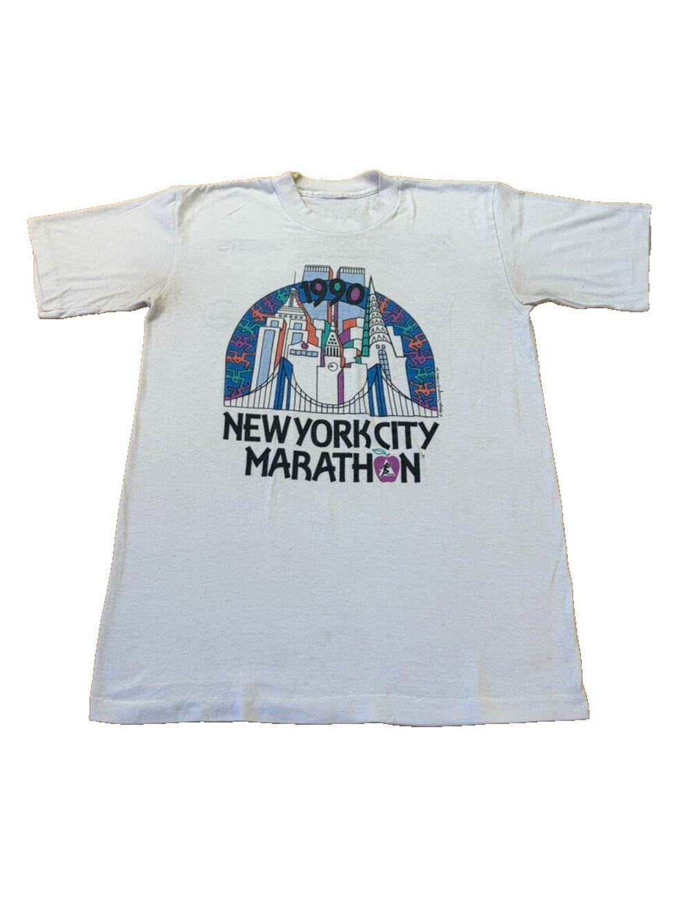 Vintage 1990 New York City Marathon Tee M White 90s Running